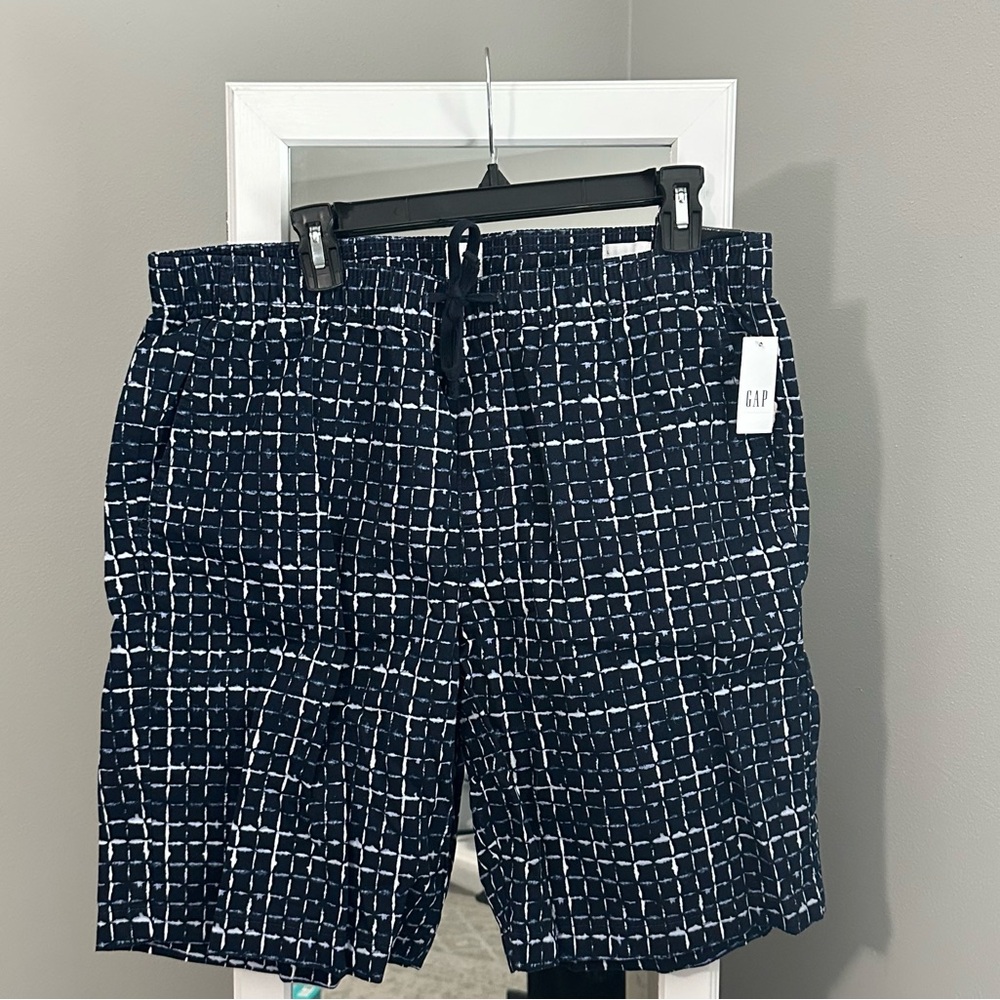 GAP Navy and White Checkered Men Shorts